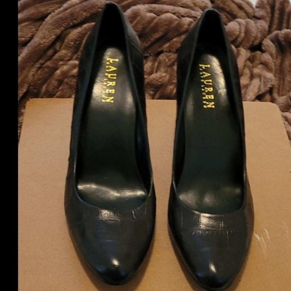 Lauren by Ralph Lauren Leather Camila Embossed Heels